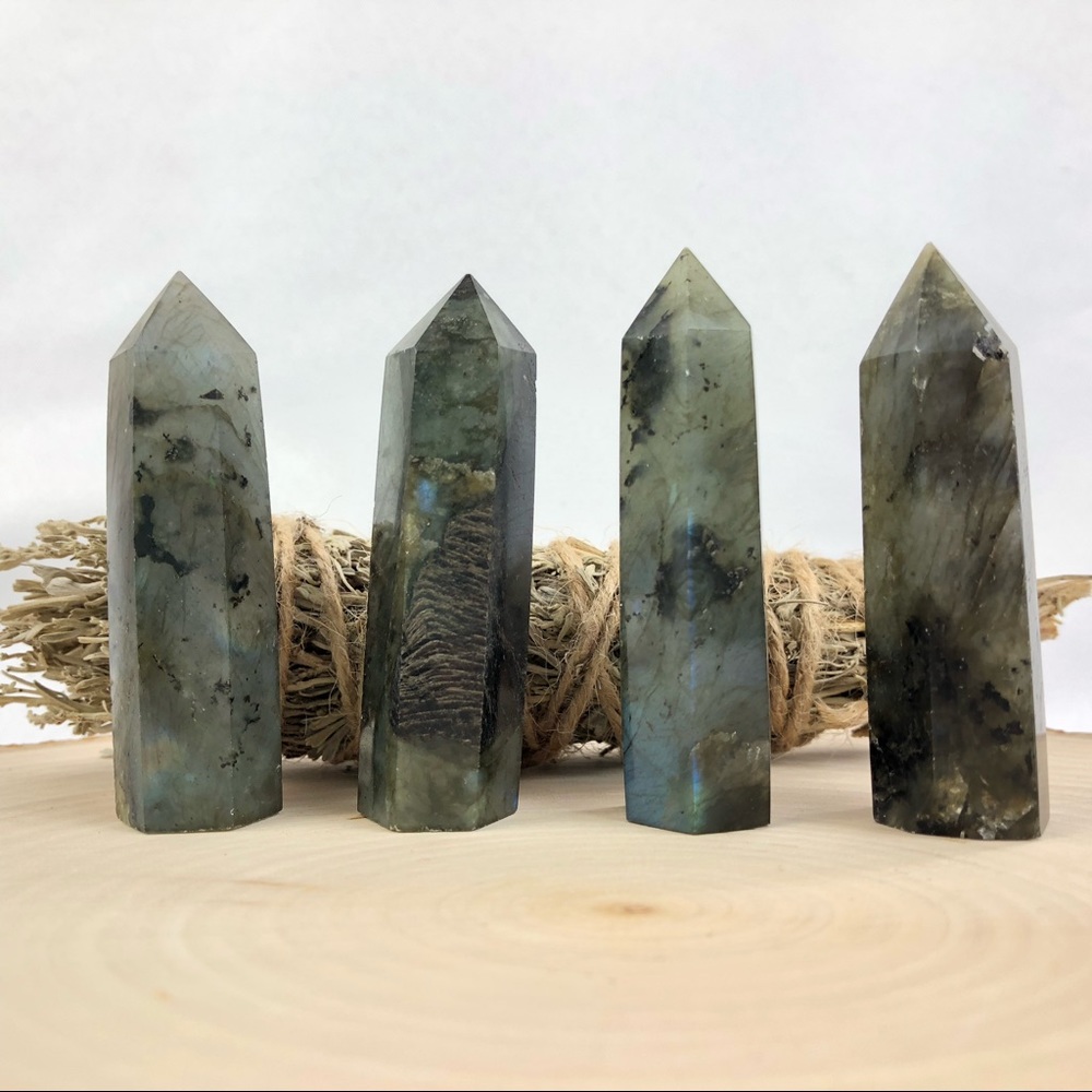Labradorite Stone Healing Crystal Pyramid Tower Wand Point Obelisk Rock - Picture 2 of 7